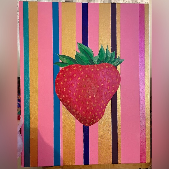 Hand painted art piece - strawberry - Picture 4 of 5